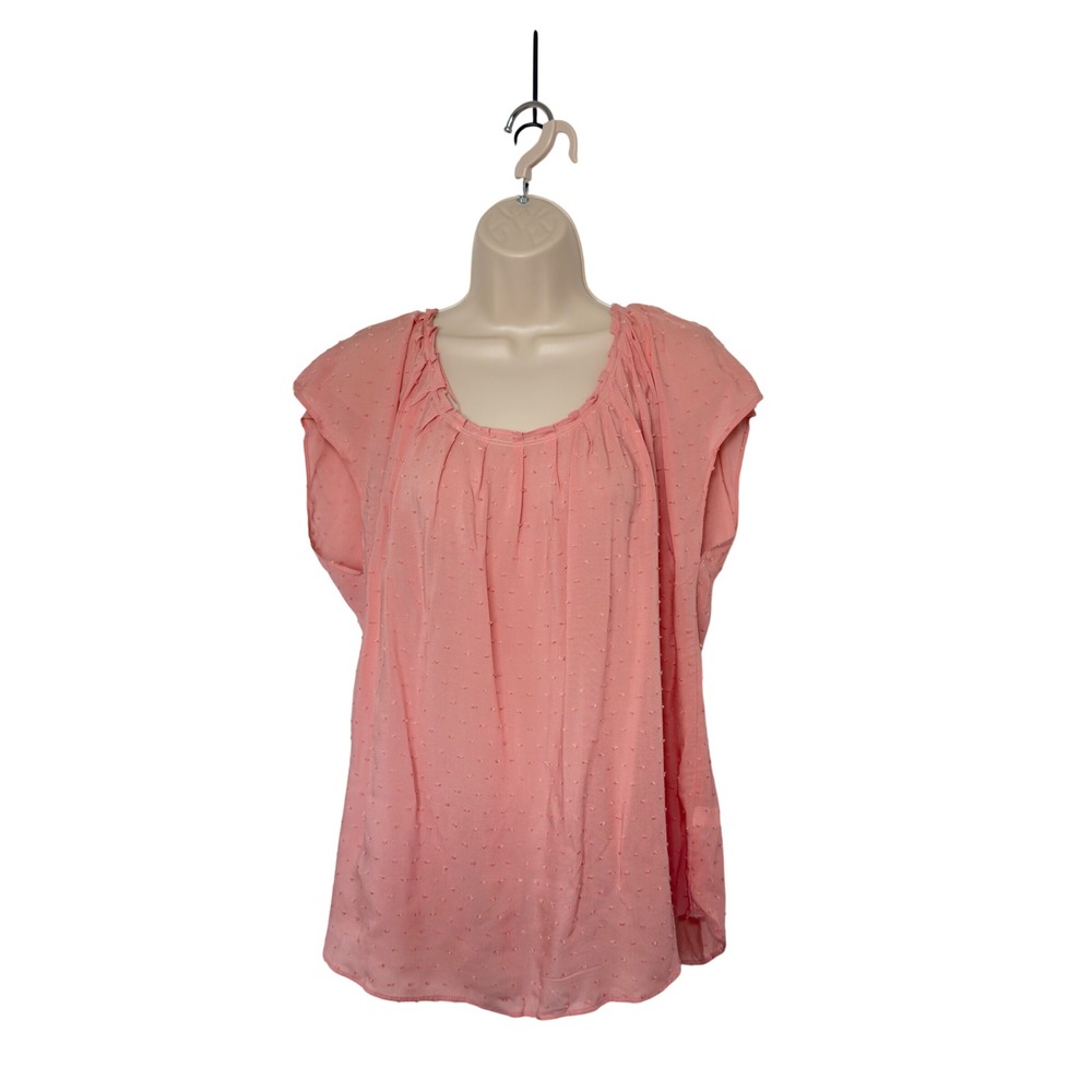 Lauren Conrad XL Dusty Pink Swiss Dot Flutter Sleeve Coquette Soft Girl Top NWT